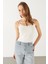 Slim Fit Ip Askılı Atlet - Fildişi 4
