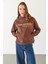 Pasific Baskılı Sweatshirt - Kahverengi 2