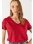 Boyfriend V Yaka Regular Fit Modal Tişört(Tencel)(Tm) - Bordo 4