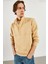 Erkek Dik Yaka Bej Çıt Çıtlı Sweatshirt 2