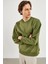 Erkek Clark Haki Sıfır Yaka Oversize Sweatshirt 1