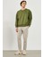 Erkek Clark Haki Sıfır Yaka Oversize Sweatshirt 3