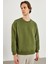 Erkek Clark Haki Sıfır Yaka Oversize Sweatshirt 4