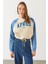 Baskılı Kontrast Parçalı Sweatshirt - Mavi 1