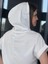 Kısa Kol Kapüşonlu Sweatshirt - Beyaz 3