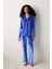 Blue Velvet Saks Mavisi Gömlek Pantolon Pijama Takımı 1