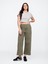Kadın Haki Wide Leg Crop Jean Pantolon 4