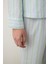 Pamuklu Perri Gömlek Pantolon Çizgili Açık Yeşil Pijama Takımı 4