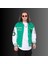 Unisex Oversize Yeşil Nakış Baskı Kolej Mont 1