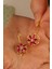 Kırmızı Taşlı Gül Altın Küpe CGKKP0146 1