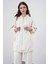 Comfort Fermuarlı Kapüşonlu Ekru Sweatshirt C-0092 5