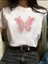 Pembe Kelebek Detaylı Basic T-Shirt 1