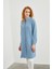 Gizli Düğme Detaylı Mavi Tunik T-0767 4