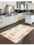 Bej Rengi Kitchen Yazılı Gold Detaylı Lateks Taban Halı 1