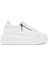 Kadın Beyaz Fermuarlı Bağcıklı Kalın Tabanlı Deri Sneaker 25SFD511118 1