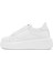 Kadın Beyaz Fermuarlı Bağcıklı Kalın Tabanlı Deri Sneaker 25SFD511118 2