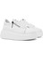 Kadın Beyaz Fermuarlı Bağcıklı Kalın Tabanlı Deri Sneaker 25SFD511118 3