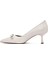 Kadın Krem Ince Kısa Topuklu Deri Stiletto 25SFD132318 4