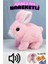Peluş Kulakları ve Ayakları Hareket Eden Sesli Oyuncak Hareketli Tavşan Pembe 2