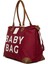 Bordo Baby Bag Baskılı Garnili Anne Bebek Çantası 2