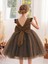 Kız Çocuk Kahve Rengi Incili Elbise Mezuniyet Doğum Günü Özel Gün Abiye Elbise 2
