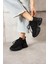 Lorda Kadın Sneakers Bağcıklı Triko Dokumalı Spor Ayakkabı Siyah 2