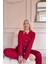 Bordo Dublin Önden Düğmeli Uzun Kollu Kadın Pijama Takımı 3