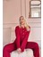 Bordo Dublin Önden Düğmeli Uzun Kollu Kadın Pijama Takımı 4