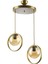 Nina Modern Metal Gold Renk Halkalı Kapalı Bal Camlı Sarkıt Salon - Mutfak - Yatak Odası 2 Li Avize 1