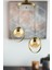 Nina Modern Metal Gold Renk Halkalı Kapalı Bal Camlı Sarkıt Salon - Mutfak - Yatak Odası 2 Li Avize 3