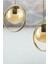Nina Modern Metal Gold Renk Halkalı Kapalı Bal Camlı Sarkıt Salon - Mutfak - Yatak Odası 2 Li Avize 4
