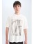%100 Pamuk Boxy Fit Bisiklet Yaka Baskılı Kısa Kollu Tişört D5865AX25SP 1