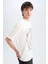 %100 Pamuk Boxy Fit Bisiklet Yaka Baskılı Kısa Kollu Tişört D5865AX25SP 4