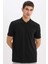 Regular Fit Polo Yaka Yarım Fermuarlı Kısa Kollu Siyah Tişört E4233AX25SM 1