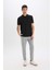 Regular Fit Polo Yaka Yarım Fermuarlı Kısa Kollu Siyah Tişört E4233AX25SM 2