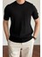 Erkek Siyah Fitilli Slim Fit Bisiklet Yaka Triko T-Shirt 1