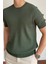 Erkek Haki Fitilli Slim Fit Bisiklet Yaka Triko T-Shirt 3