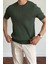 Erkek Haki Fitilli Slim Fit Bisiklet Yaka Triko T-Shirt 4