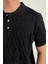 Erkek Ince Saç Örgülü Düğmeli Slim Fit Polo Yaka Triko T-Shirt 2