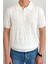 Erkek Ince Saç Örgülü Düğmeli Slim Fit Polo Yaka Triko T-Shirt 5