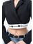 Siyah Garni Detaylı Kruvaze Crop Blazer Dokuma Ceket 2