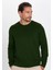 Erkek Slim Fit Dar Kesim Bisiklet Yaka Yeşil Triko Kazak 1