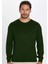 Erkek Slim Fit Dar Kesim Bisiklet Yaka Yeşil Triko Kazak 3