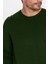 Erkek Slim Fit Dar Kesim Bisiklet Yaka Yeşil Triko Kazak 4