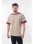 Bej Omzu Şerit Detaylı Erkek T-Shirt E7125 1