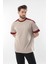 Bej Omzu Şerit Detaylı Erkek T-Shirt E7125 4