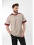 Bej Omzu Şerit Detaylı Erkek T-Shirt E7125 2