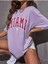 Miami Baskılı Oversize Salas Boyfriend Kadın / Kız T-Shirt Top Bluz 3