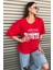 Houston Baskılı Kadın / Kız Oversize Kırmızı Salas T-Shirt Boyfriend 2