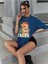 Kadın / Kız Saks Oversize T-Shirt Dragon Baskılı 4